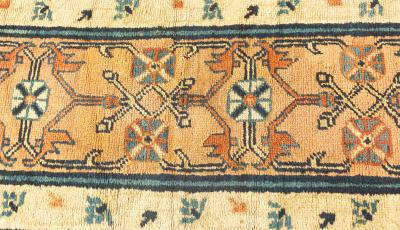 19th Century Central Asian Khotan Samarkand Handwoven Wool Carpet