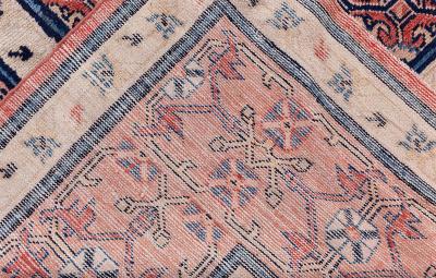 19th Century Central Asian Khotan Samarkand Handwoven Wool Carpet