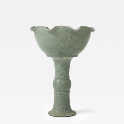 19th Century Chinese Celadon Crackle Glaze Birdbath