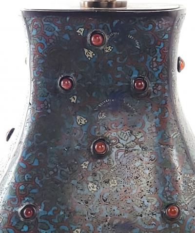 19th Century Chinese Cloisonn Bronze Hu Wine Container circa 1870