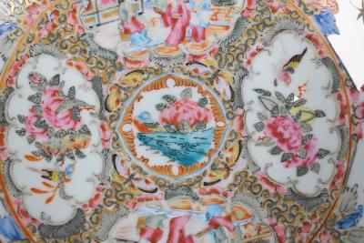 19th Century Chinese Export Rose Medallion Punch Bowl