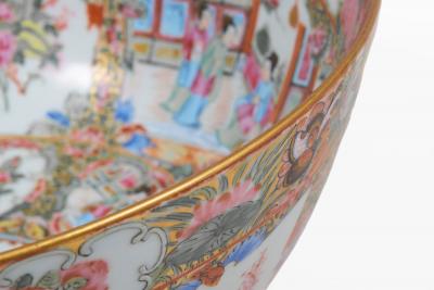 19th Century Chinese Export Rose Medallion Punch Bowl