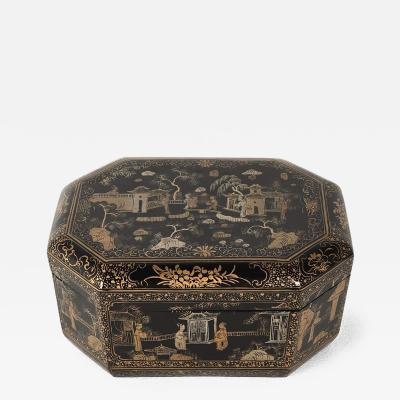 19th Century Chinese Lacquered Gilt Box