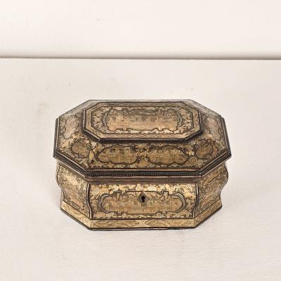 19th Century Chinese Lacquered Gilt Tea Caddy