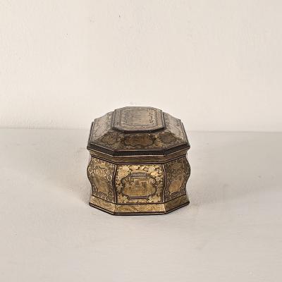 19th Century Chinese Lacquered Gilt Tea Caddy