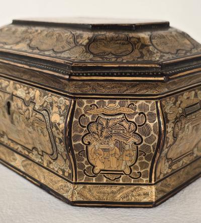19th Century Chinese Lacquered Gilt Tea Caddy