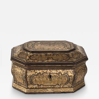 19th Century Chinese Lacquered Gilt Tea Caddy