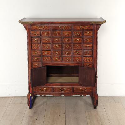 19th Century Chinese Medicine Cabinet in Elm