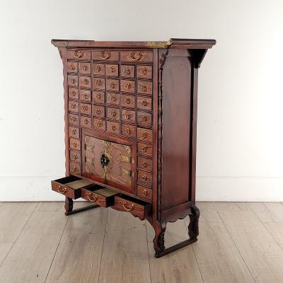 19th Century Chinese Medicine Cabinet in Elm
