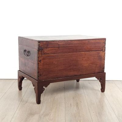 19th Century Chinese Red Lacquered Trunk on Later Custom Stand