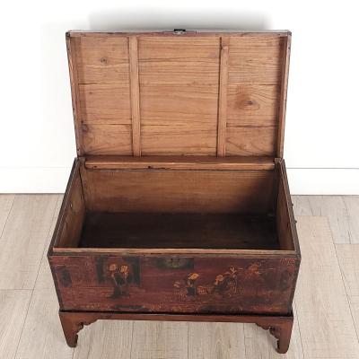 19th Century Chinese Red Lacquered Trunk on Later Custom Stand