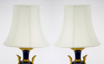 19th Century Cobalt Blue S vres Style Porcelain Ormolu Lamps