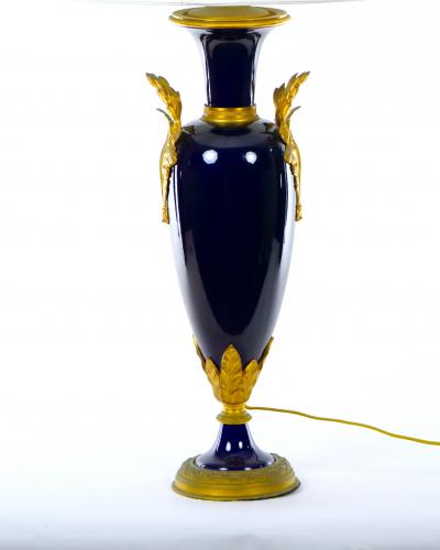 19th Century Cobalt Blue S vres Style Porcelain Ormolu Lamps