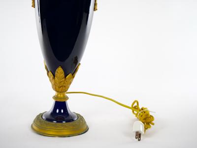 19th Century Cobalt Blue S vres Style Porcelain Ormolu Lamps