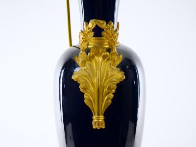 19th Century Cobalt Blue S vres Style Porcelain Ormolu Lamps