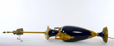 19th Century Cobalt Blue S vres Style Porcelain Ormolu Lamps