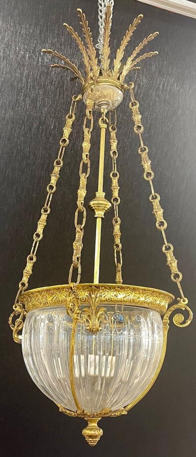 19th Century Dore Bronze Chandelier Louis XVI Dome Style