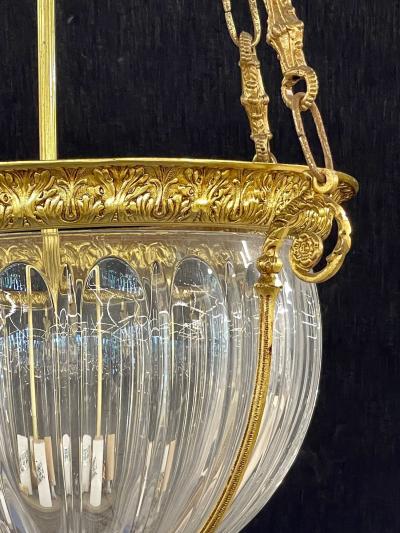 19th Century Dore Bronze Chandelier Louis XVI Dome Style