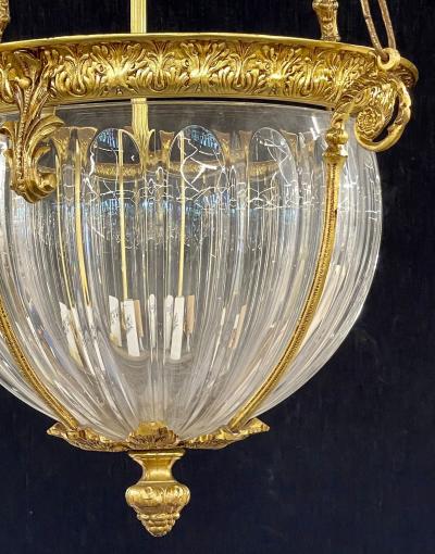 19th Century Dore Bronze Chandelier Louis XVI Dome Style