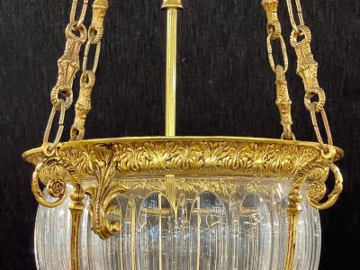 19th Century Dore Bronze Chandelier Louis XVI Dome Style