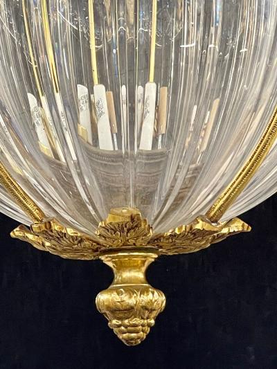 19th Century Dore Bronze Chandelier Louis XVI Dome Style