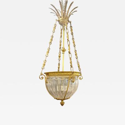 19th Century Dore Bronze Chandelier Louis XVI Dome Style