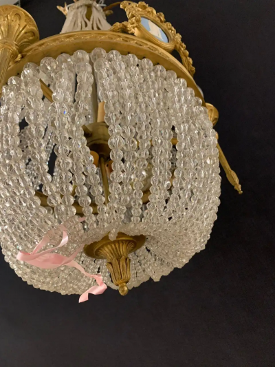 19th Century Dore Bronze Chandelier Louis XVI Wedgewood Plaques