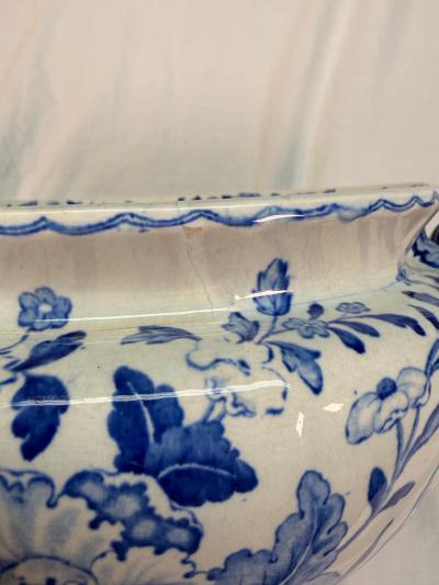 19th Century Dresden Opaque China Blue White Soup Tureen Staffordshire