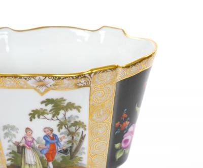 19th Century Dresden Porcelain Gilt Painted Decorative Cachepots