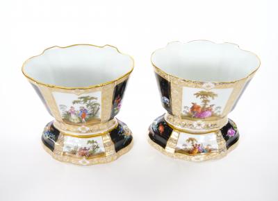 19th Century Dresden Porcelain Gilt Painted Decorative Cachepots