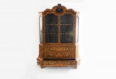 19th Century Dutch Marquetry Display Cabinet