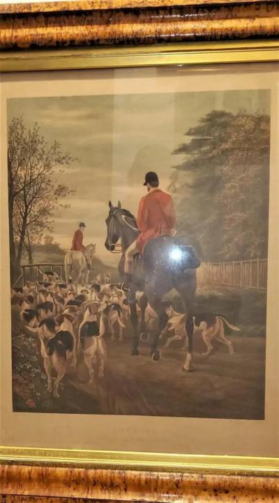 19th Century EAS Douglas Hunt Scene Aquatint Engraving