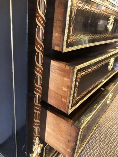 19th Century Edwardian Bouille Inlaid and Bronze Mounted Abattant Chest Desk