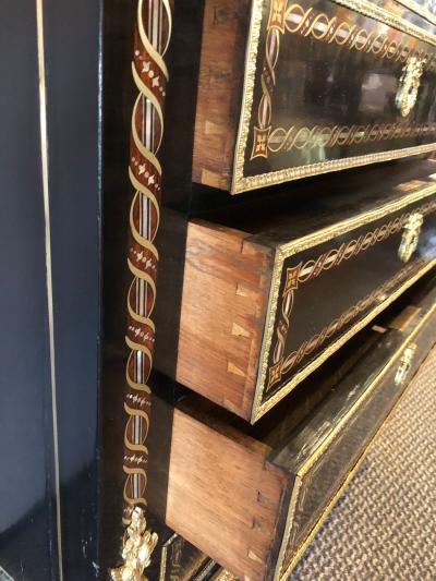 19th Century Edwardian Bouille Inlaid and Bronze Mounted Abattant Chest Desk