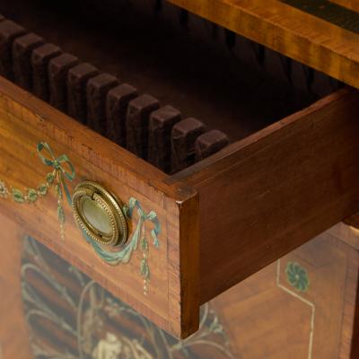 19th Century Edwardian Calamander Tulipwood Inlaid Painted Satinwood Sideboard