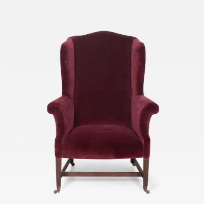 19th Century Edwardian Wingback Chair Upholstered in Rose Uniacke