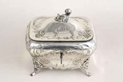 19th Century Embossed Silver Jewelry Box Diana Head Hallmark Austria ca 1870