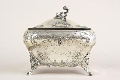19th Century Embossed Silver Jewelry Box Diana Head Hallmark Austria ca 1870