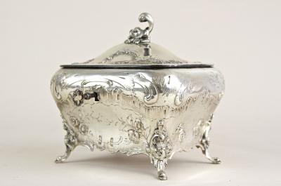 19th Century Embossed Silver Jewelry Box Diana Head Hallmark Austria ca 1870
