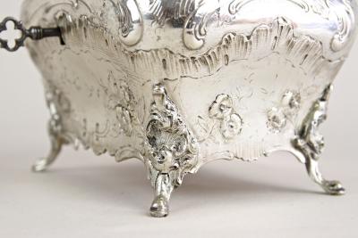 19th Century Embossed Silver Jewelry Box Diana Head Hallmark Austria ca 1870