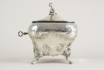 19th Century Embossed Silver Jewelry Box Diana Head Hallmark Austria ca 1870