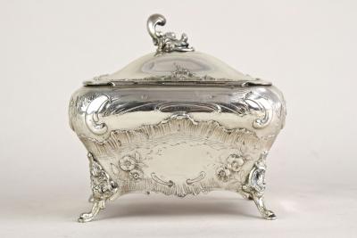 19th Century Embossed Silver Jewelry Box Diana Head Hallmark Austria ca 1870