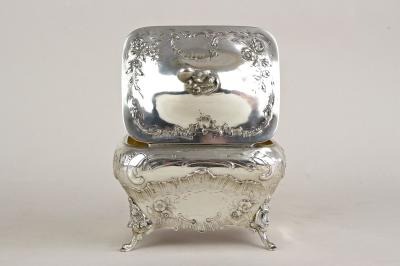 19th Century Embossed Silver Jewelry Box Diana Head Hallmark Austria ca 1870