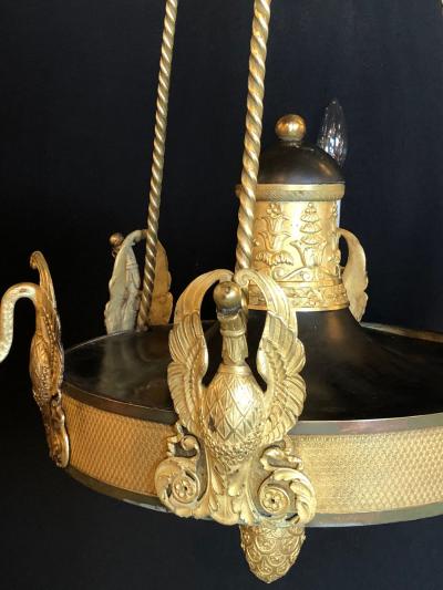 19th Century Empire Chandelier with Full Figure Swan Arms