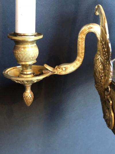 19th Century Empire Chandelier with Full Figure Swan Arms