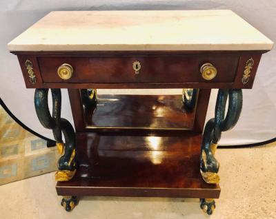 19th Century Empire Serpent Paint Gilt Decorated Mirrored Back Pier or Cons