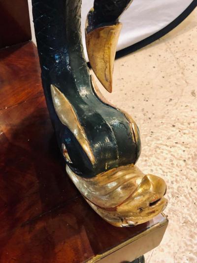 19th Century Empire Serpent Paint Gilt Decorated Mirrored Back Pier or Cons