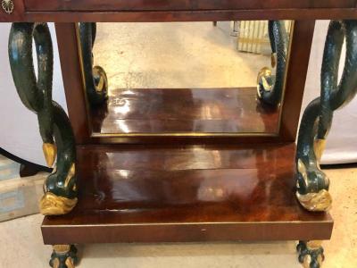 19th Century Empire Serpent Paint Gilt Decorated Mirrored Back Pier or Cons