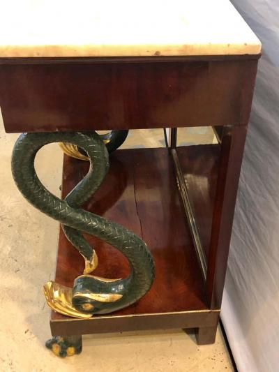 19th Century Empire Serpent Paint Gilt Decorated Mirrored Back Pier or Cons