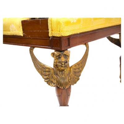 19th Century Empire Style Gilt Bronze Mounted Pair Armchair
